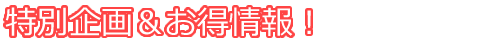 特別企画＆お得情報！